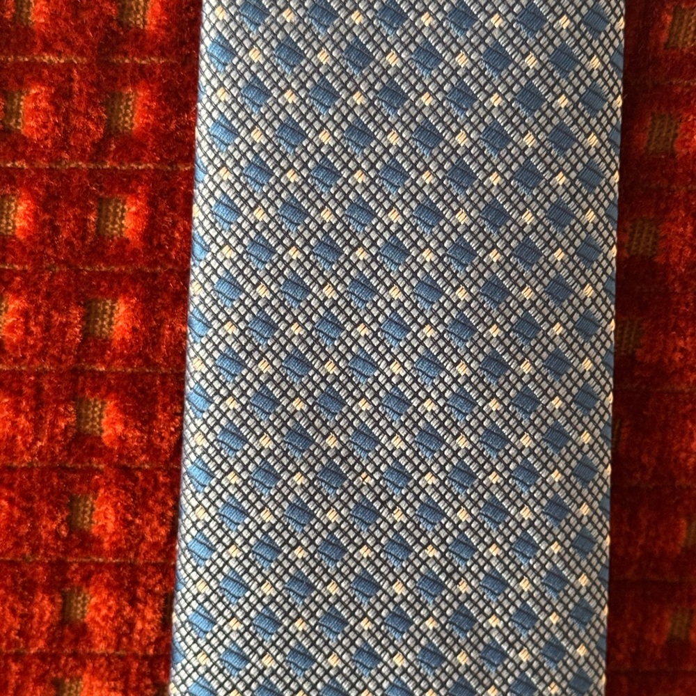 All Silk Blue Patterned Men's Tie Made in Italy